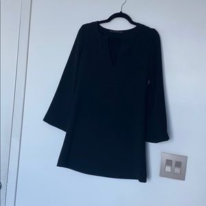 Black bell sleeve mini dress